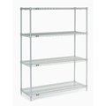 Nexel Nexelate Wire Shelving Starter Unit, Silver Epoxy, 48W X 14D X 63H 14486EP